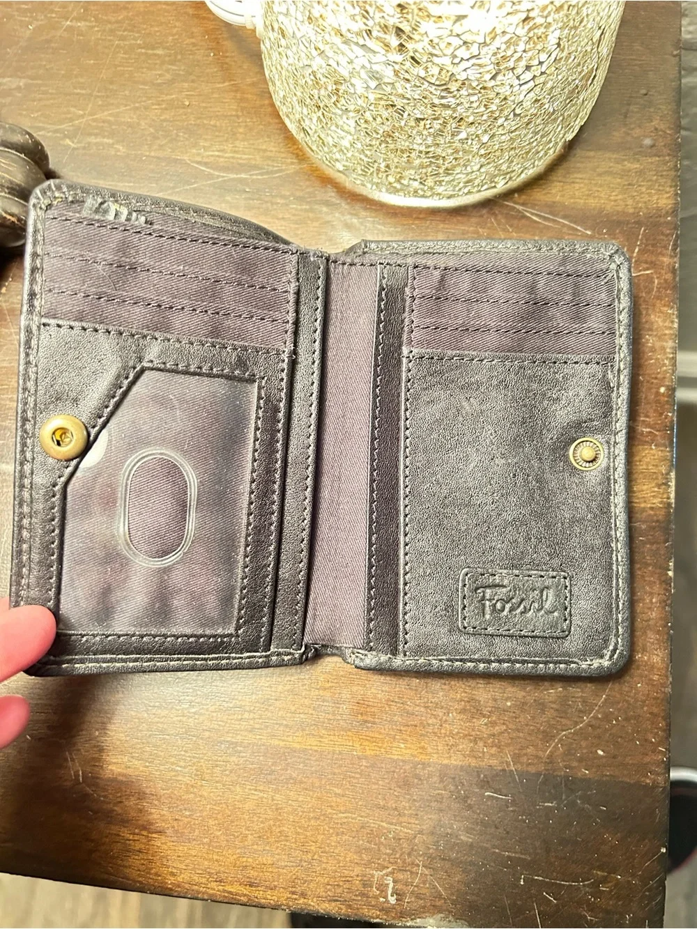 Fossil Brown and Black Suede Zip Wallet